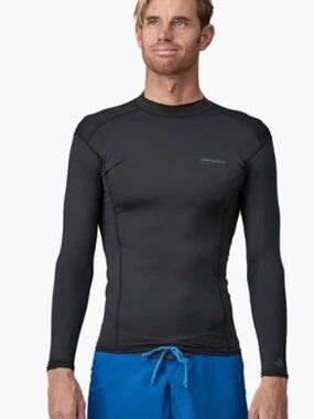 Patagonia Men’s Black Long-Sleeve Rash Guard Swim Top